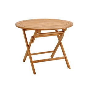 Turin rundt havebord - Massiv teaktræ - Foldbart - Mål: Ø100 cm. - Stærk pris